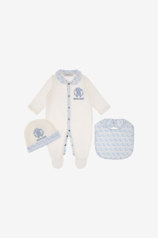 JU RC Monogram embroidery babygrow set Blue SJT839-JD001