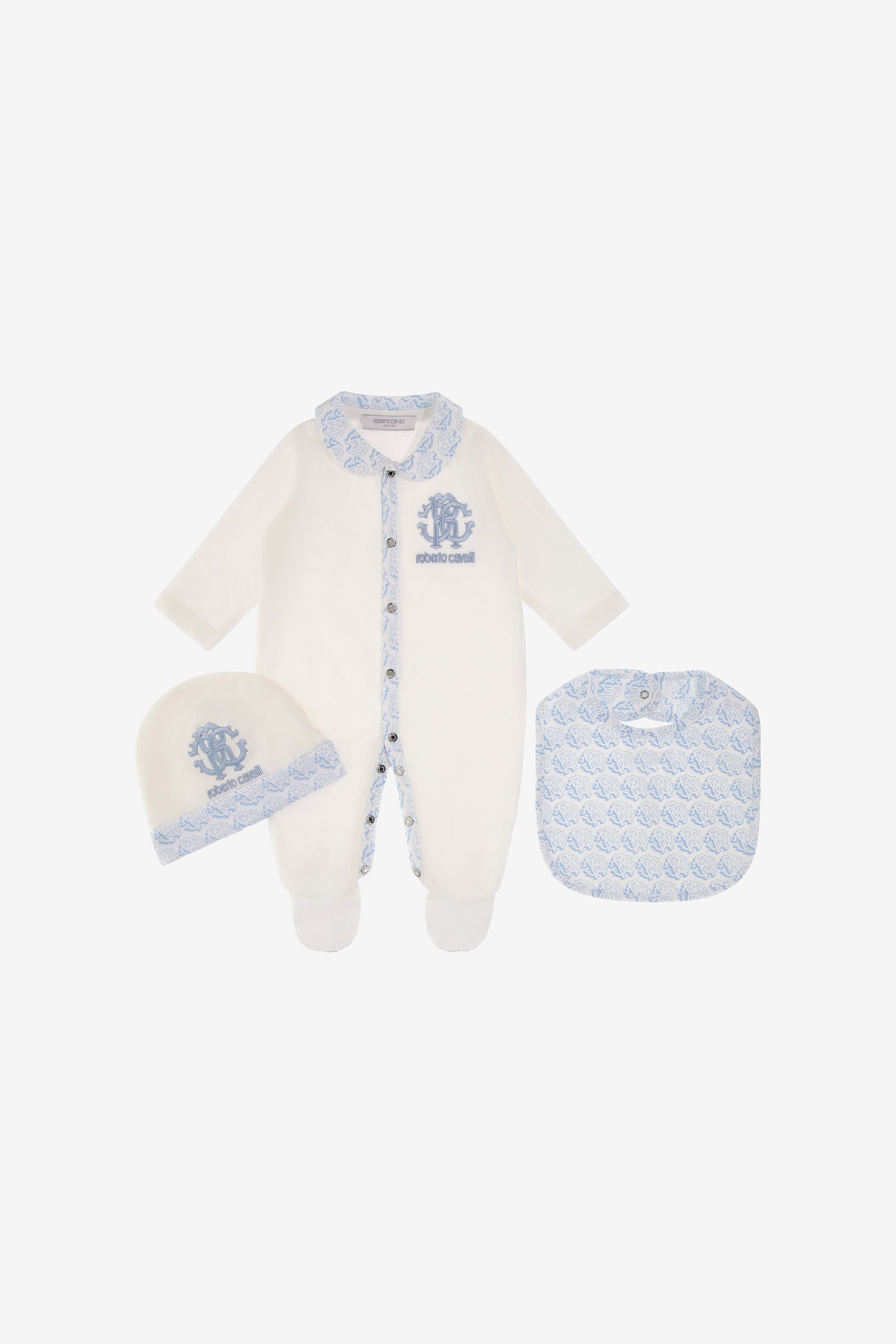 JU RC Monogram embroidery babygrow set Blue SJT839-JD001
