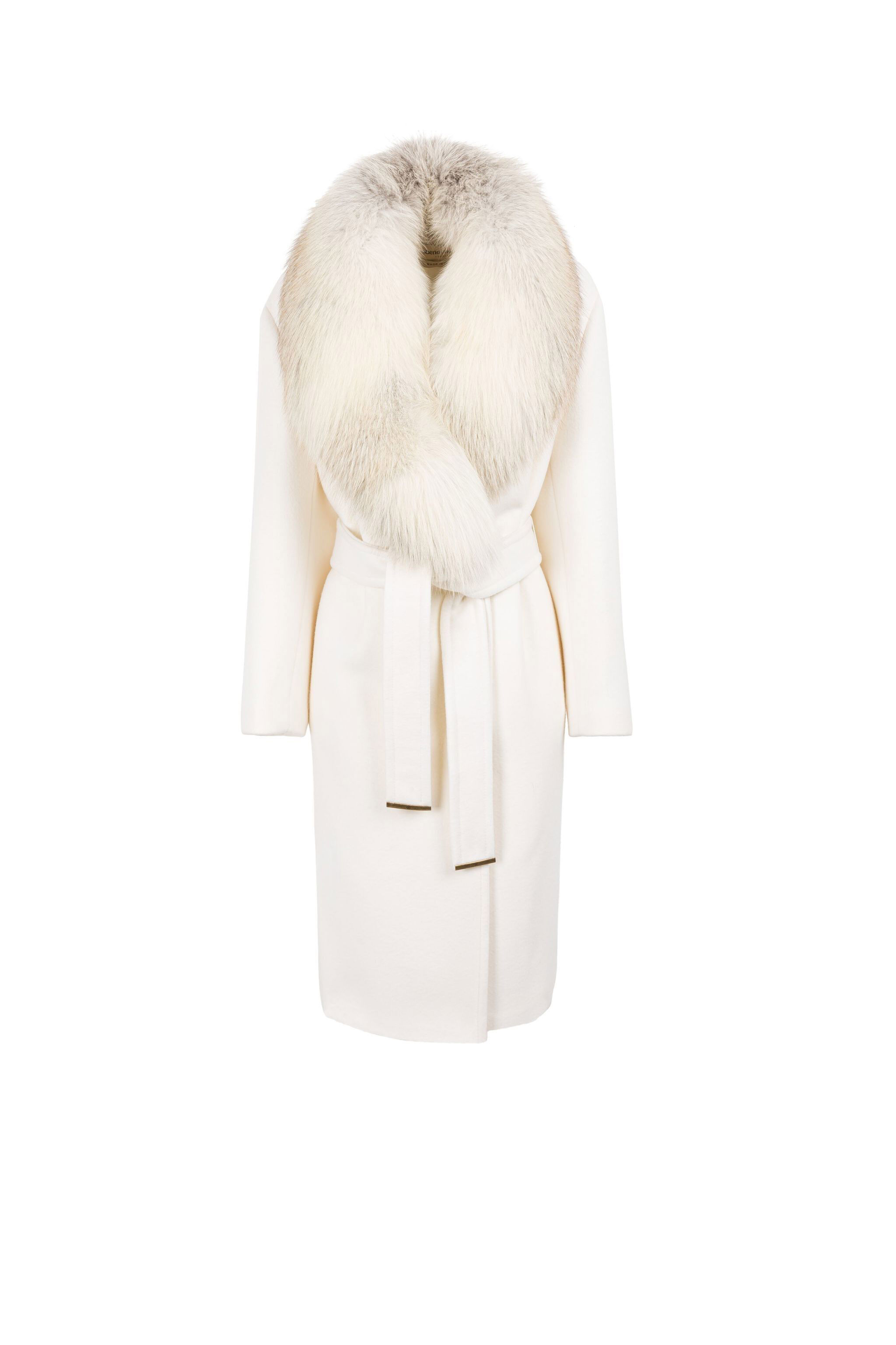 RC Fur-Trimmed Wool Coat WHITE FQQ508-GA061