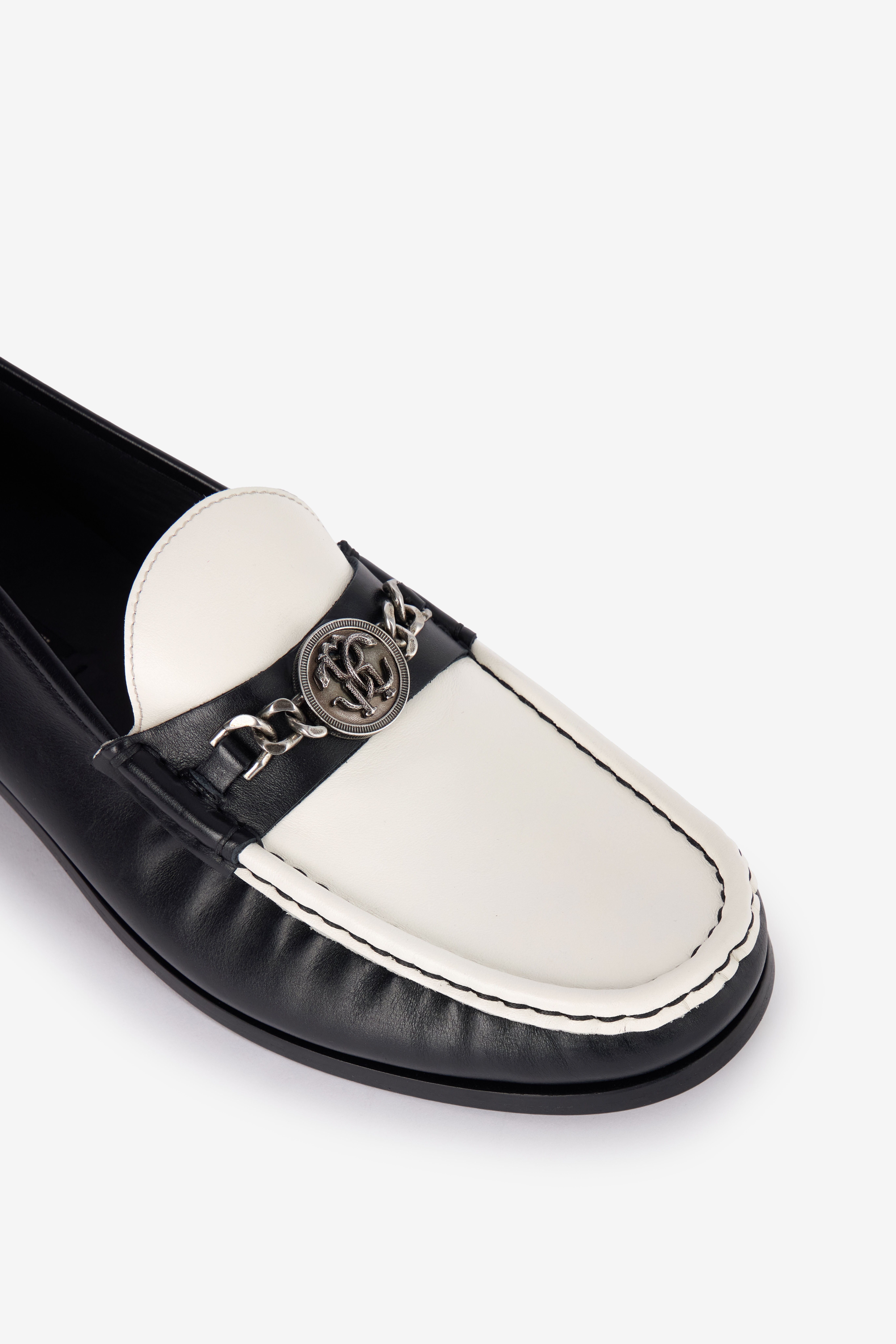 RC Two-Tone Loafers With Mirror Snake Monogram Nero/Bianco URS014-PZ590