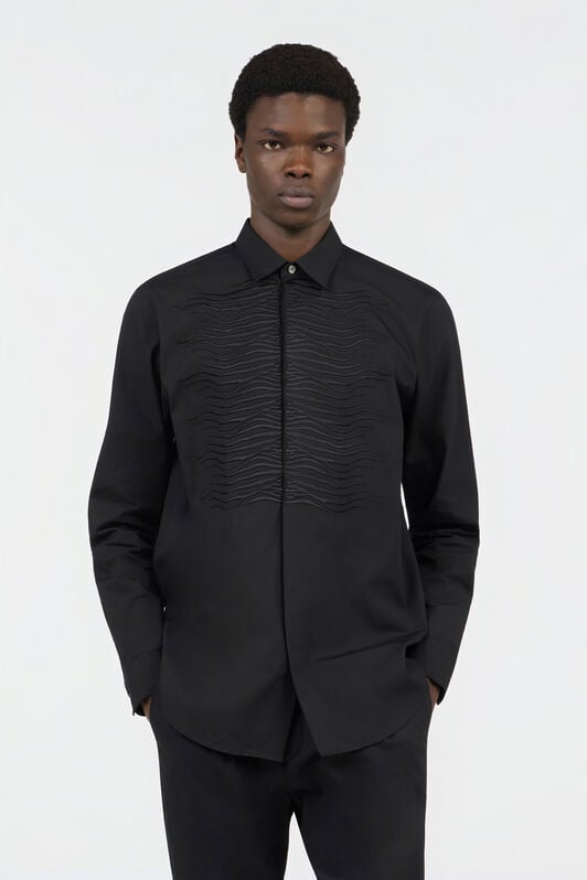 RC Black Cotton Shirt with Embroidered Zebra Motif BLACK SOT70E-3AD03