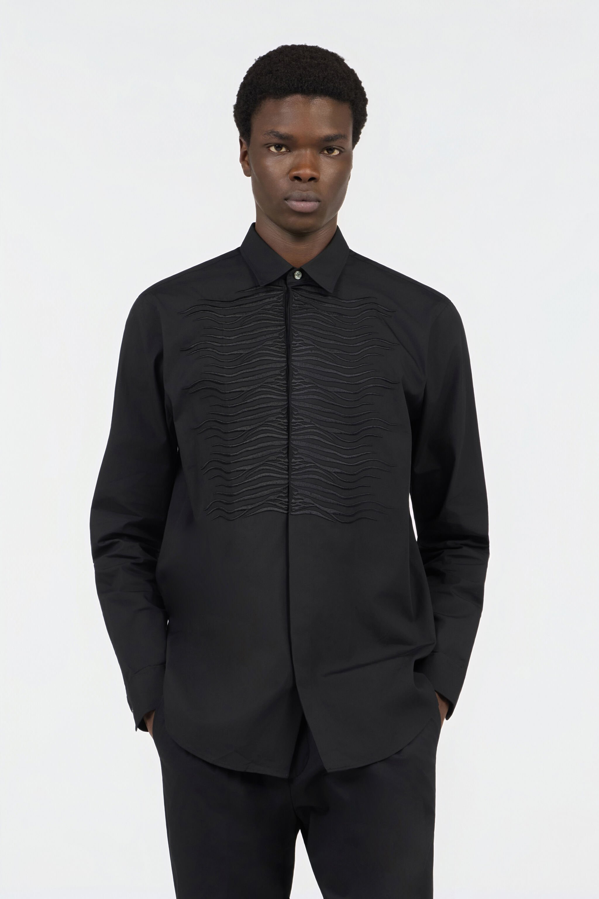 RC Black Cotton Shirt with Embroidered Zebra Motif BLACK SOT70E-3AD03