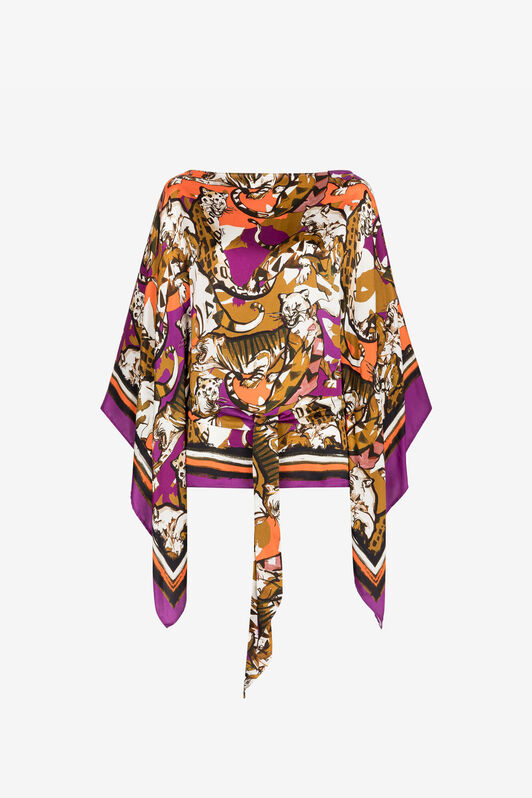 RC Wild Cat-Print Kaftan Top RC Wild Cat-Print Kaftan Top Purple RKT725-SZH06