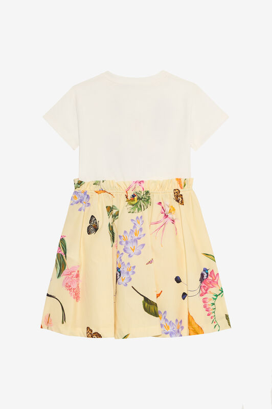JU Milk White and Yellow Dress with Tropical Print MILKY WHITE/YELLOW VJT10N-JD001