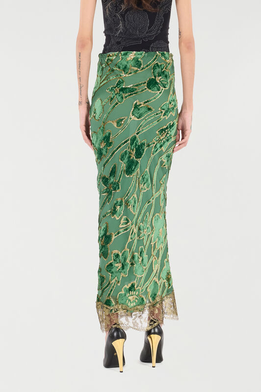 RC Long Skirt in Silk Blend RC Long Skirt in Silk Blend VERDE/ORO VKT303-FC007