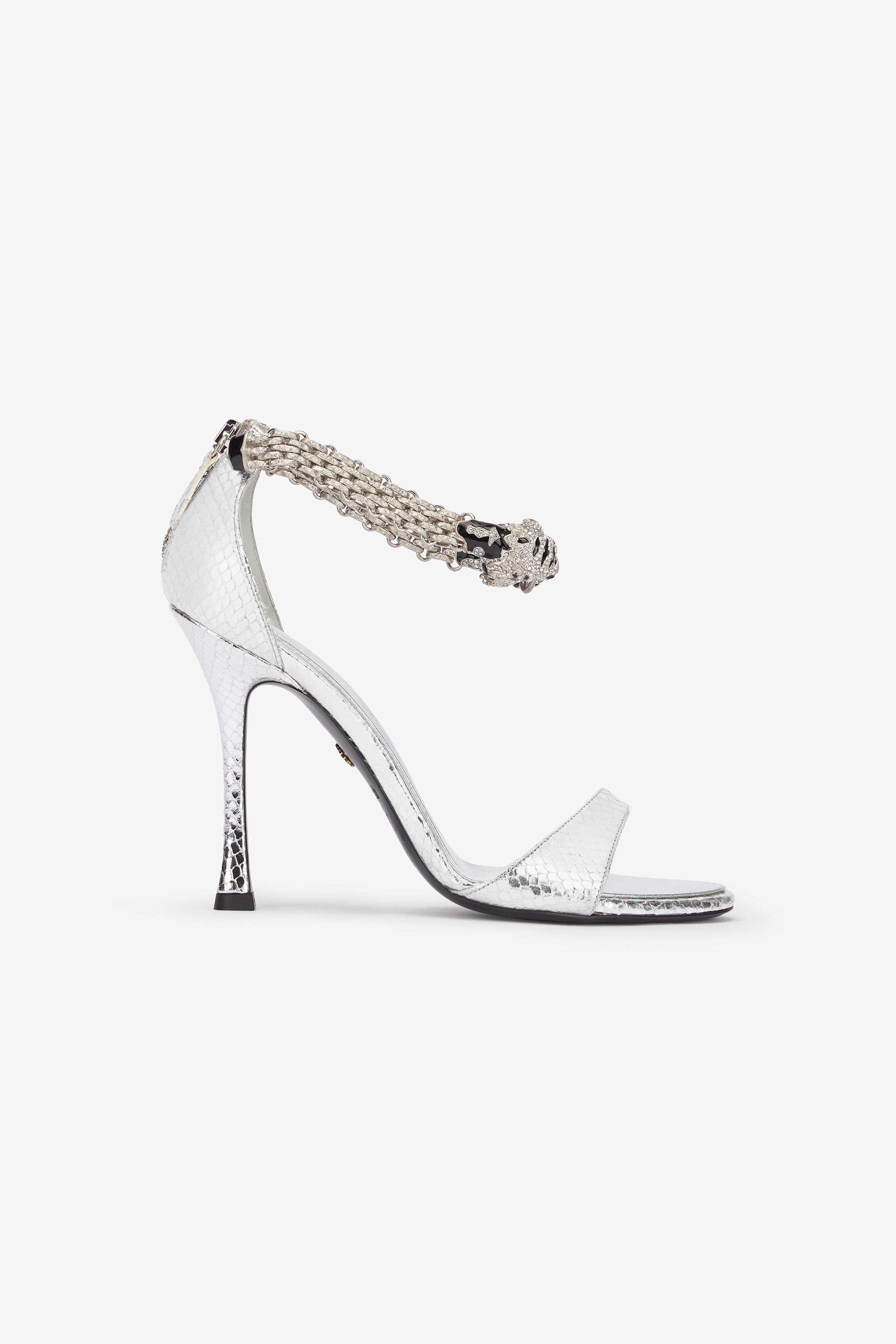RC Metallic sandals with heels and tigers Silver UKS030-PZ579