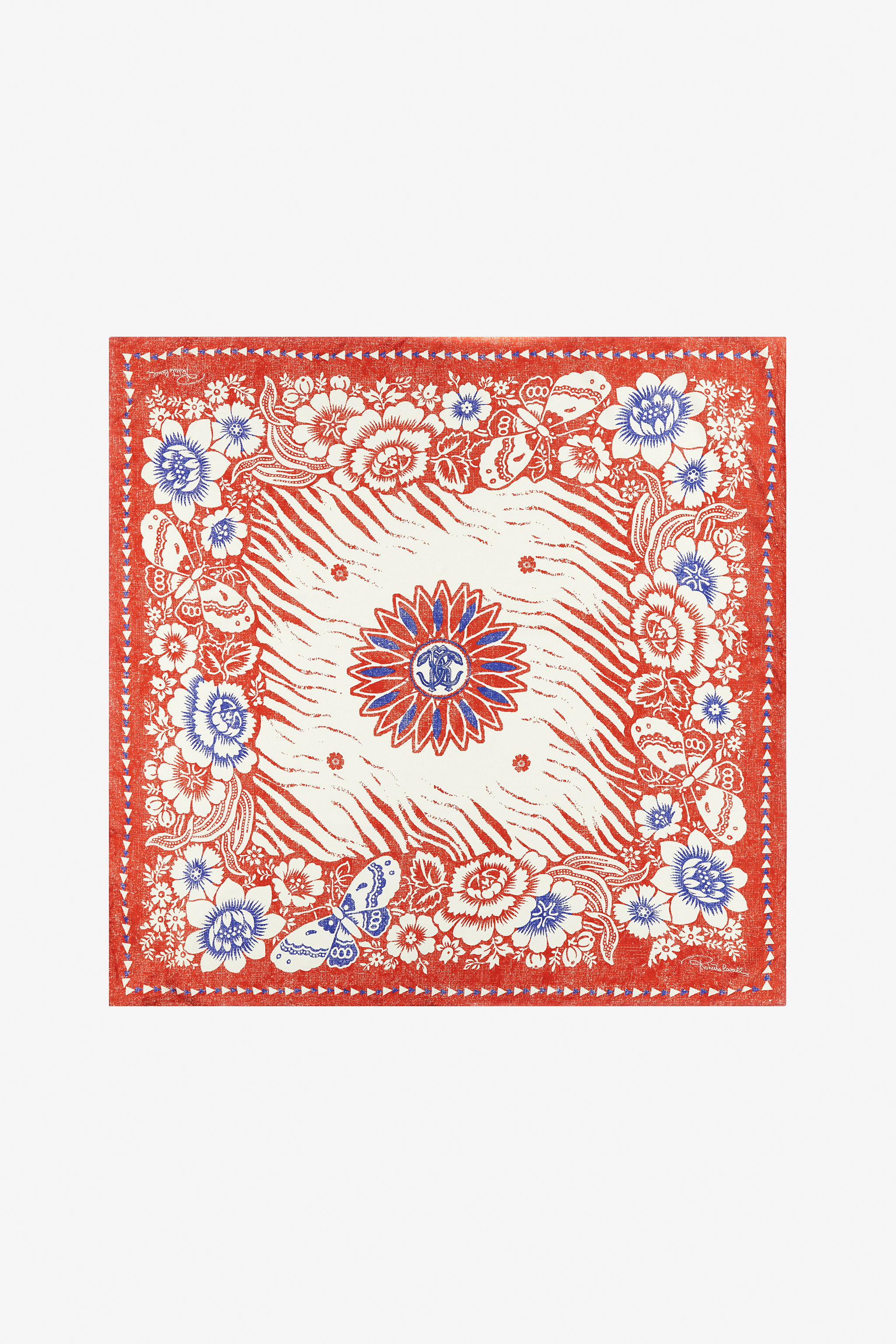 RC Scarf with Zebra Pattern and Mirror Snake Monogram Red TALR54-IR071