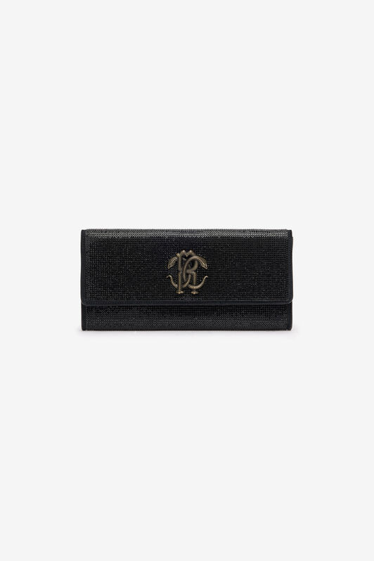 RC Clutch with Crystals and Mirror Snake Monogram Schwarz POB00D-PZO09