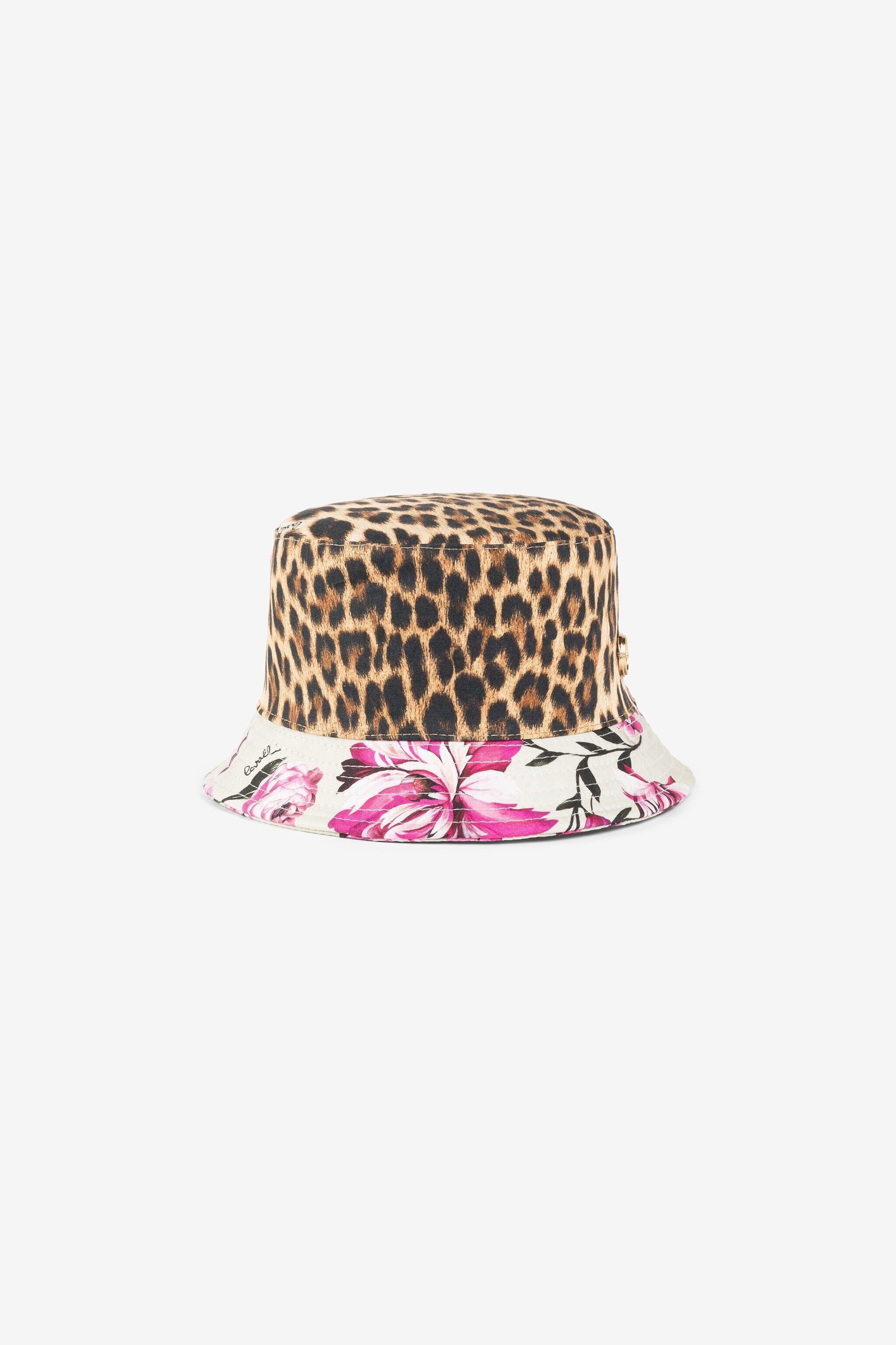 JU Gorro bucket con estampados Leopard y Flower ROSA/NATURALE OJI021-CO002