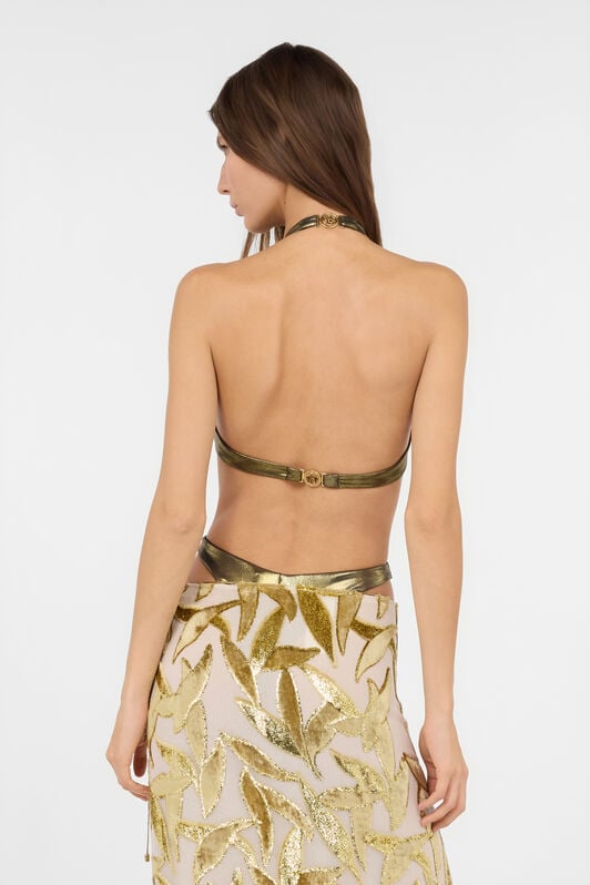 RC Golden One-Piece Swimsuit with Snake Detail and Cut-Outs RC Golden One-Piece Swimsuit with Snake Detail and Cut-Outs GOLD WWW006-JE032