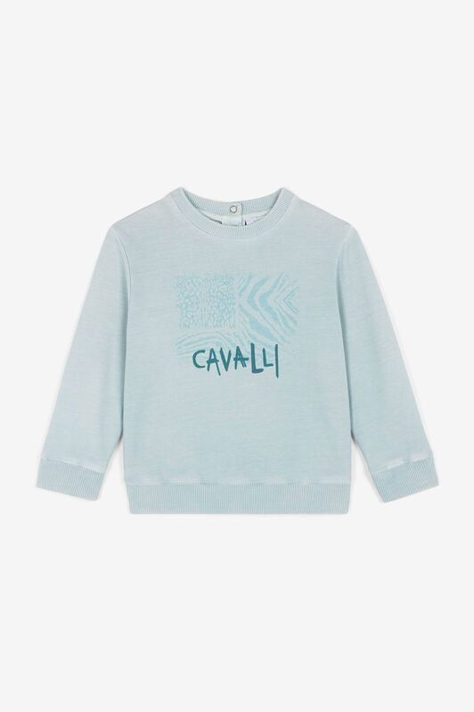 JU Animalier Patchwork-Print Sweatshirt JU Animalier Patchwork-Print Sweatshirt Light blue OJT90A-CF042