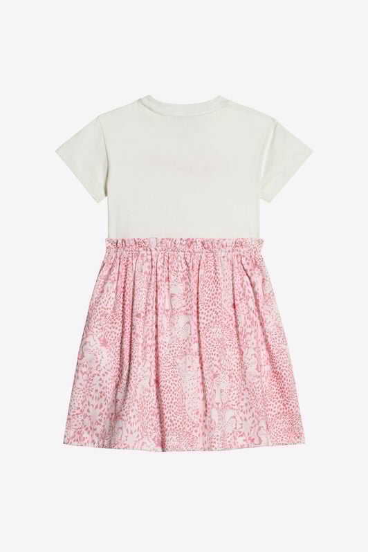 JU Vestido Con Falda Con Bordado Inglés Y Estampado MILKY WHITE/PINK UJT10N-JD001