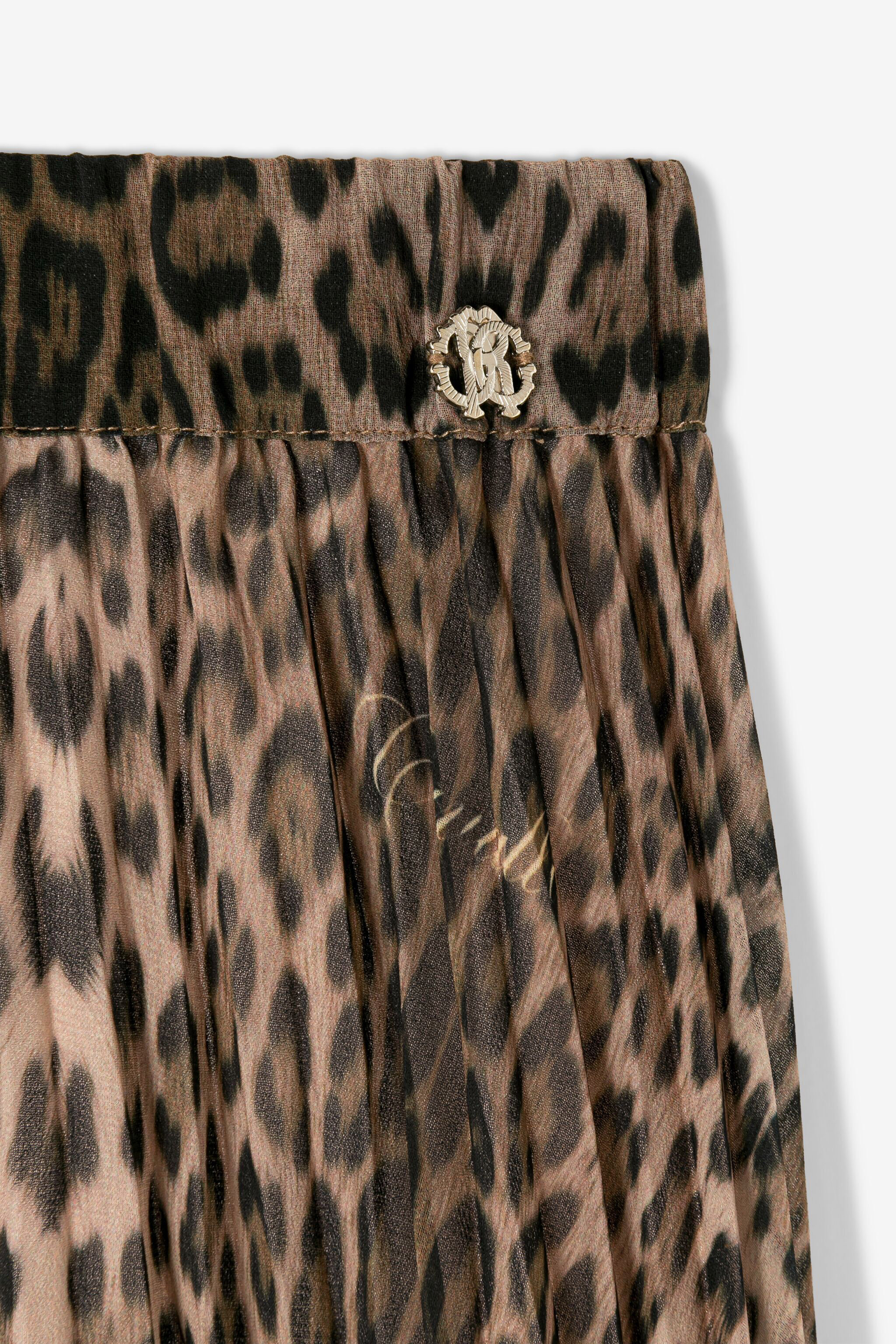 JU Leopard-Print Pleated Skirt Light brown RJT305-7GG65