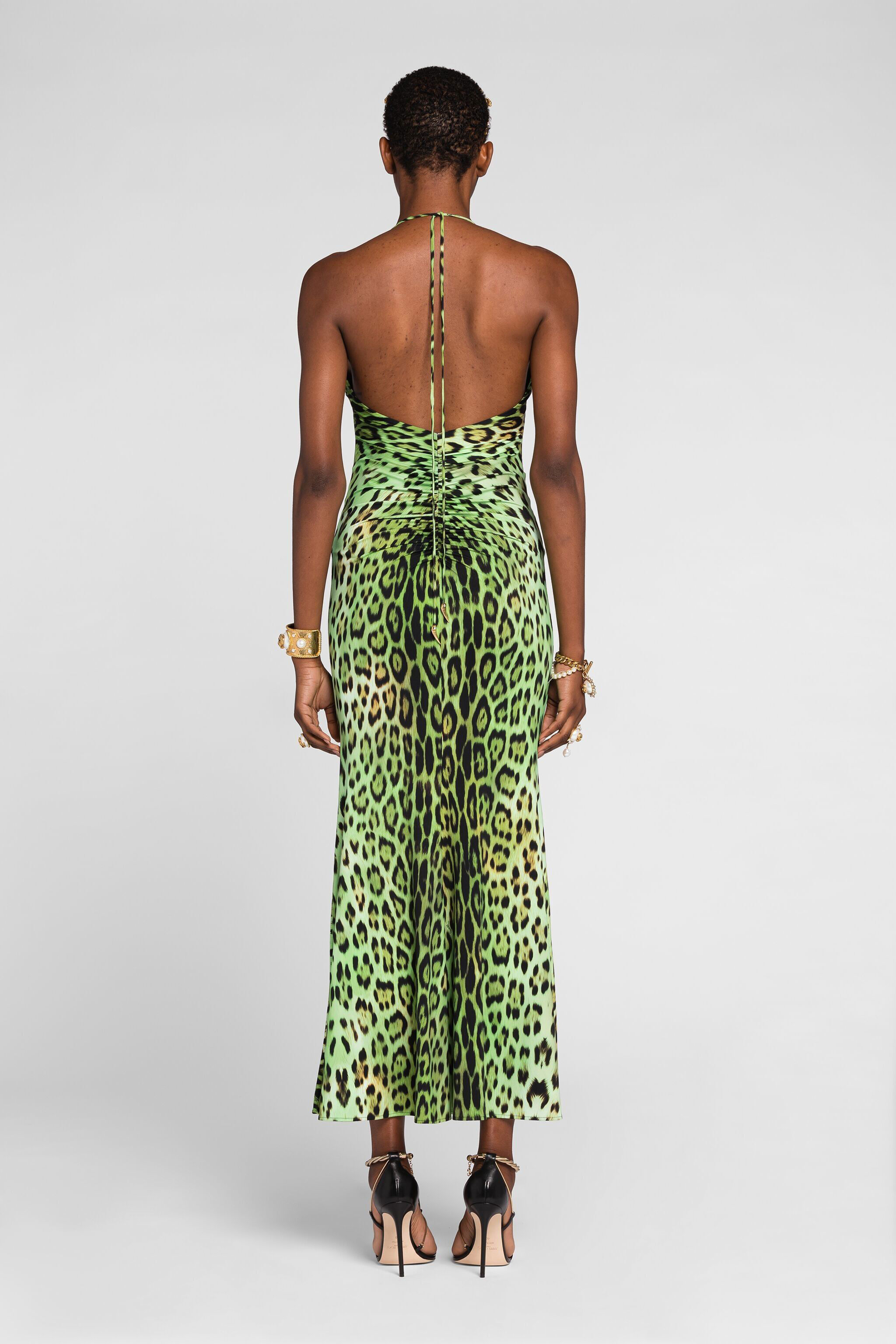 RC Leopard-print halterneck dress Light green QKT103-LNF53