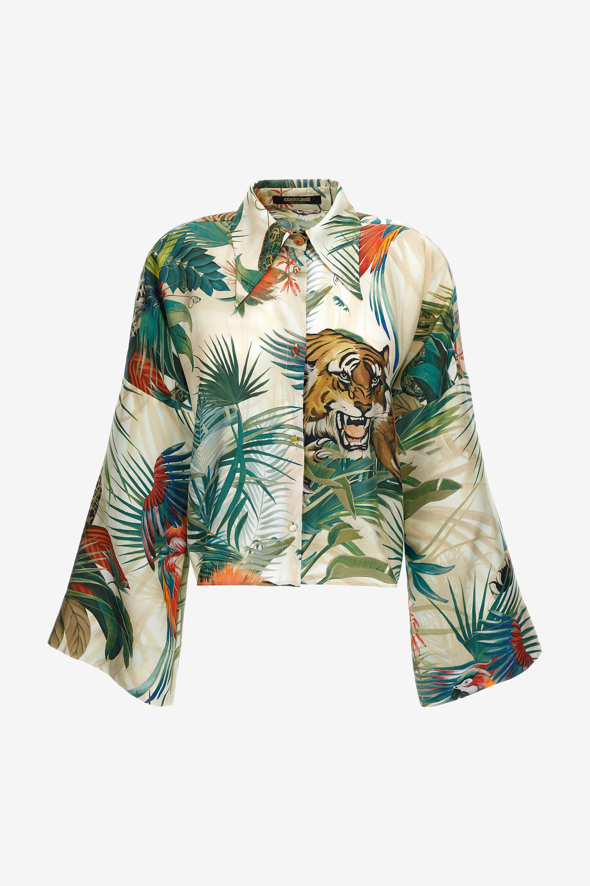RC Jungle Print Silk Shirt Wide Sleeves Green SKT705-4QI88