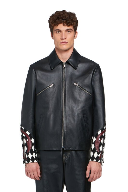 RC Nappa-Lederjacke mit Flammen-Design BLACK INP805-PN001