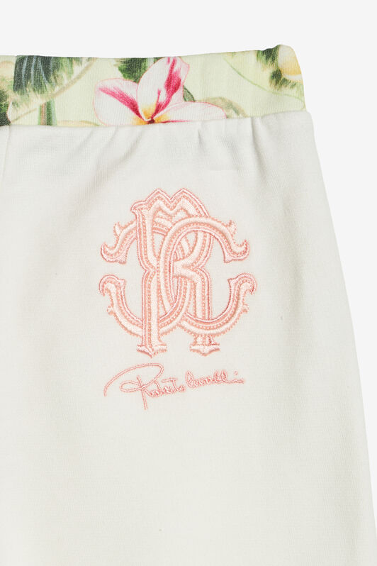 JU Pantaloni Con Fiori E Monogram RC Ricamati MILKY WHITE UJT222-CF050