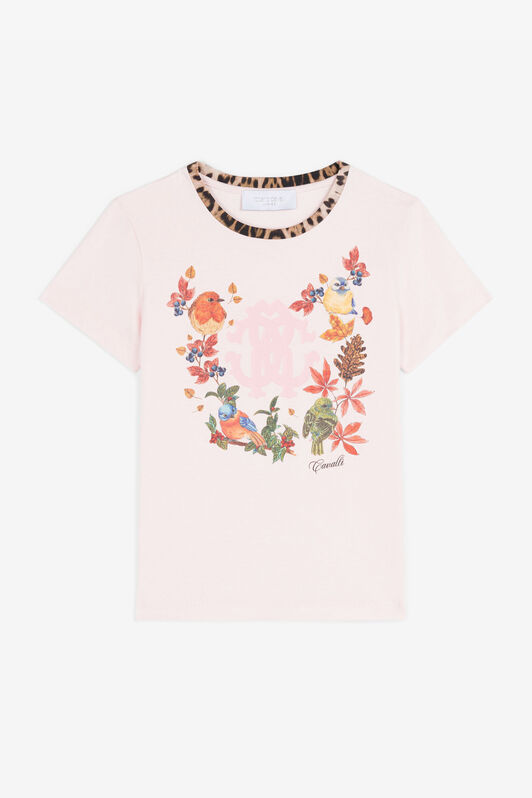 JU Bird And Leopard-Print Cotton JU Bird And Leopard-Print Cotton Pink RJT60T-JD001