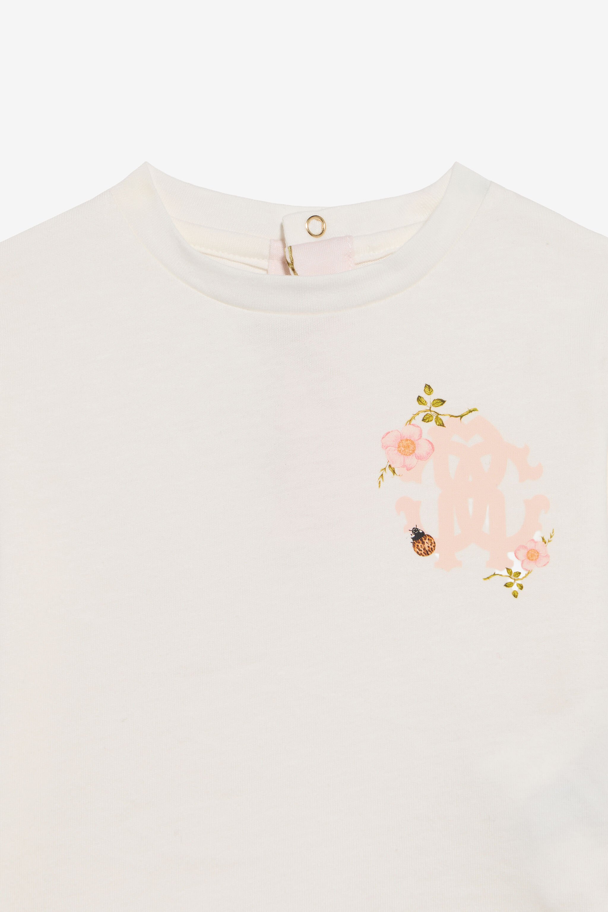 JU T-shirt Blanc en Coton avec Monogramme RC Floral MILKY WHITE TJT601-JD001