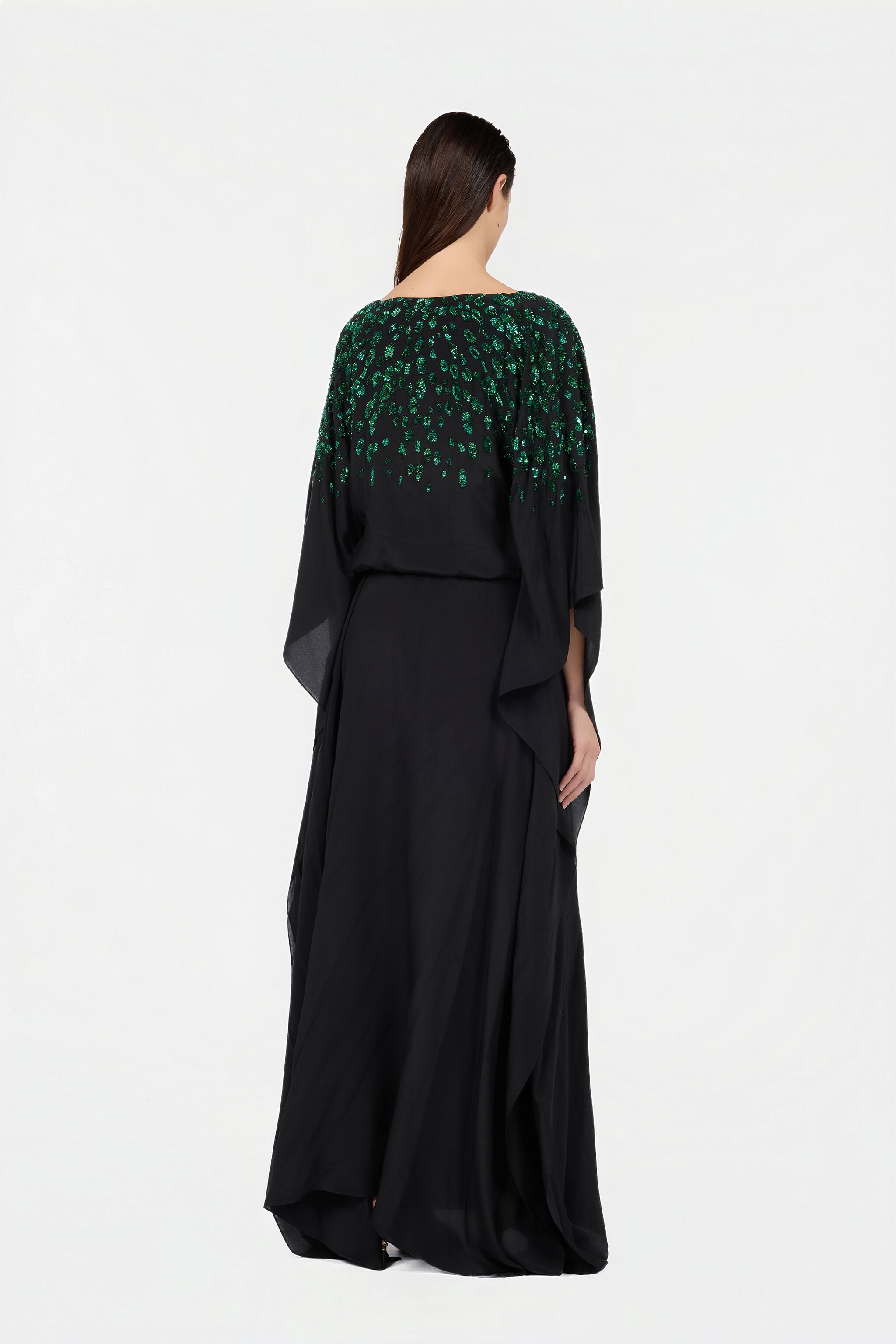 RC Seiden-Maxikleid mit verziertem Detail RC Seiden-Maxikleid mit verziertem Detail NERO/VERDE VWR179-SY001