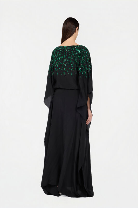 RC Seiden-Maxikleid mit verziertem Detail RC Seiden-Maxikleid mit verziertem Detail NERO/VERDE VWR179-SY001