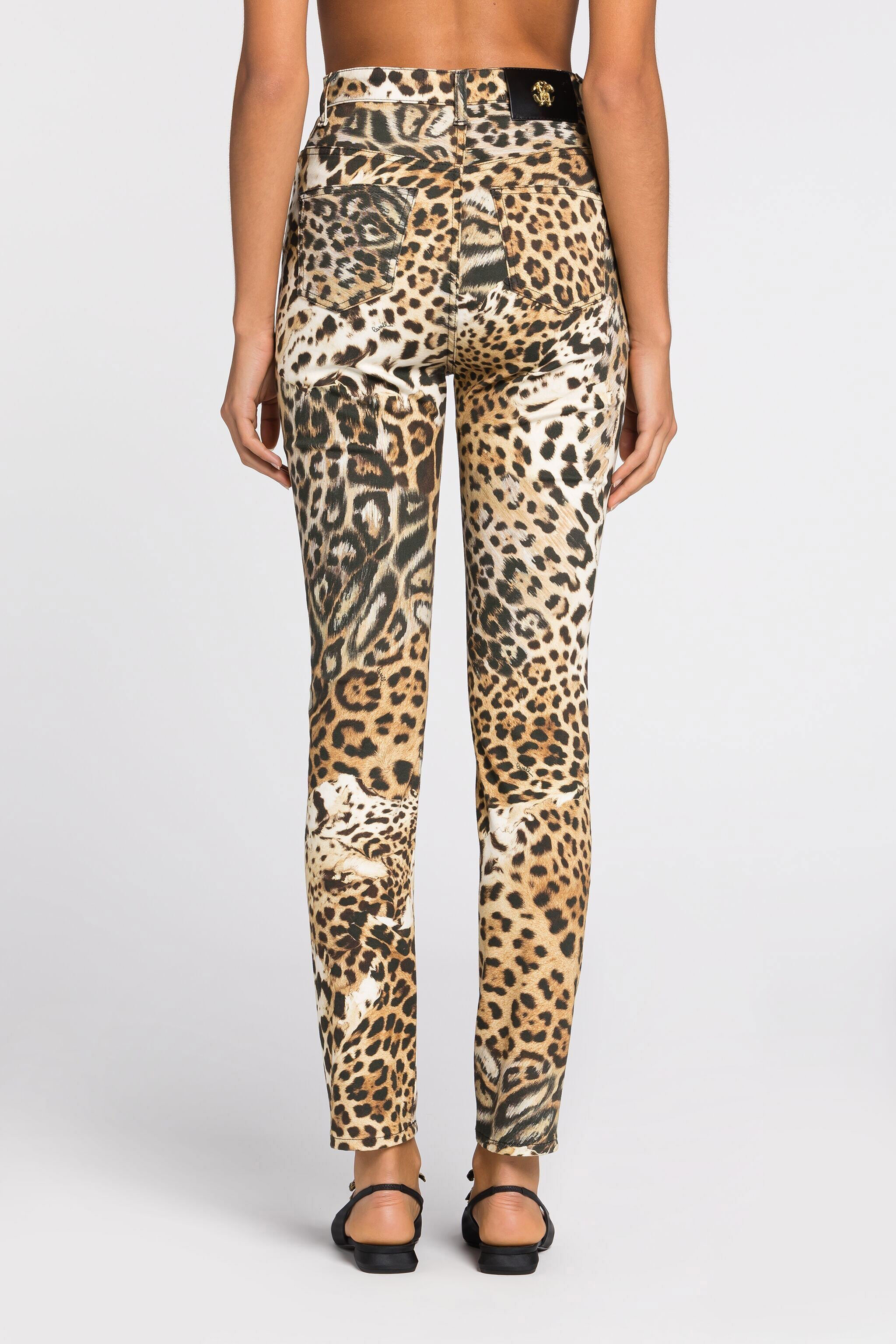 RC Slim jeans with Leopard print Light Brown QWJ233-DAG34