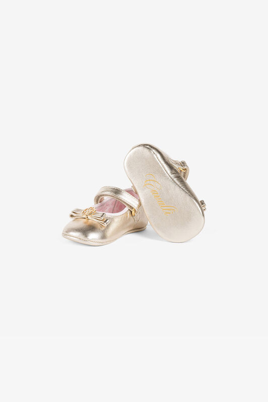 JU Mary Jane in pelle con Monogram RC Oro Q61109-Q0012