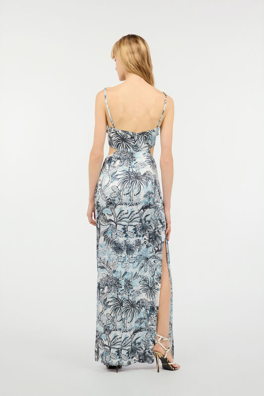 JC Long Jungle-Print Dress Light blue UFT185-UF251