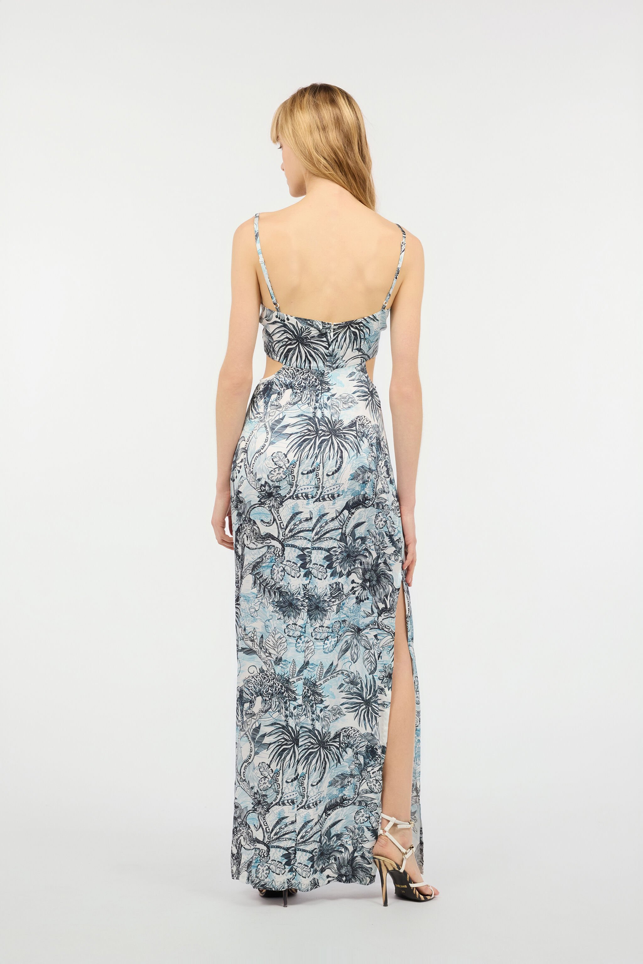 JC Long Jungle-Print Dress Light blue UFT185-UF251