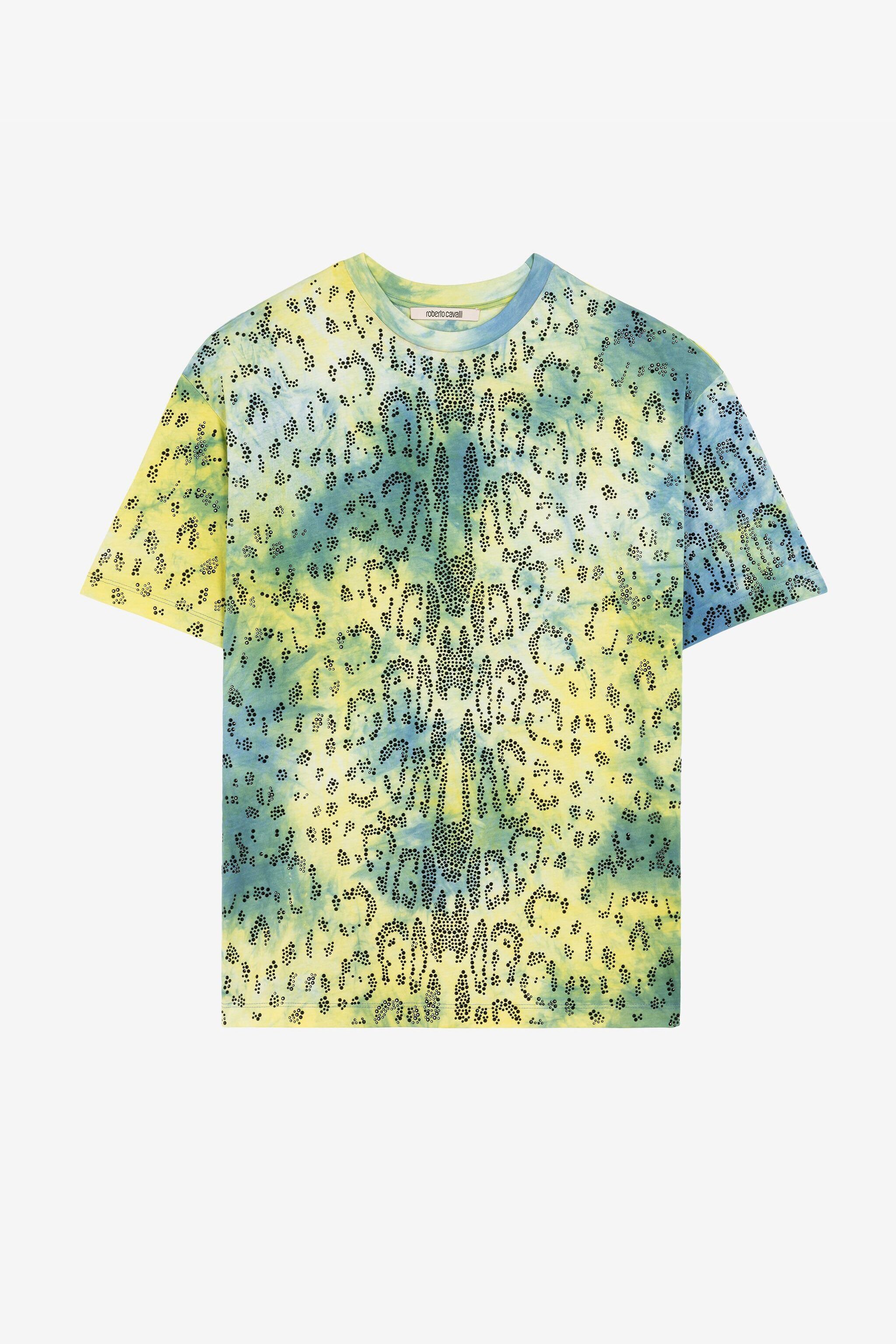 RC Rhinestone tie-dye print T-shirt Light green/Light blue QKT61G-JD061