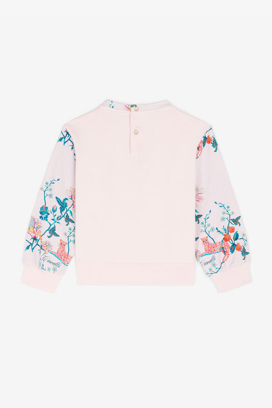 JU Logo and Floral-Embroidered Cotton Sweatshirt Pink RJT901-CF050