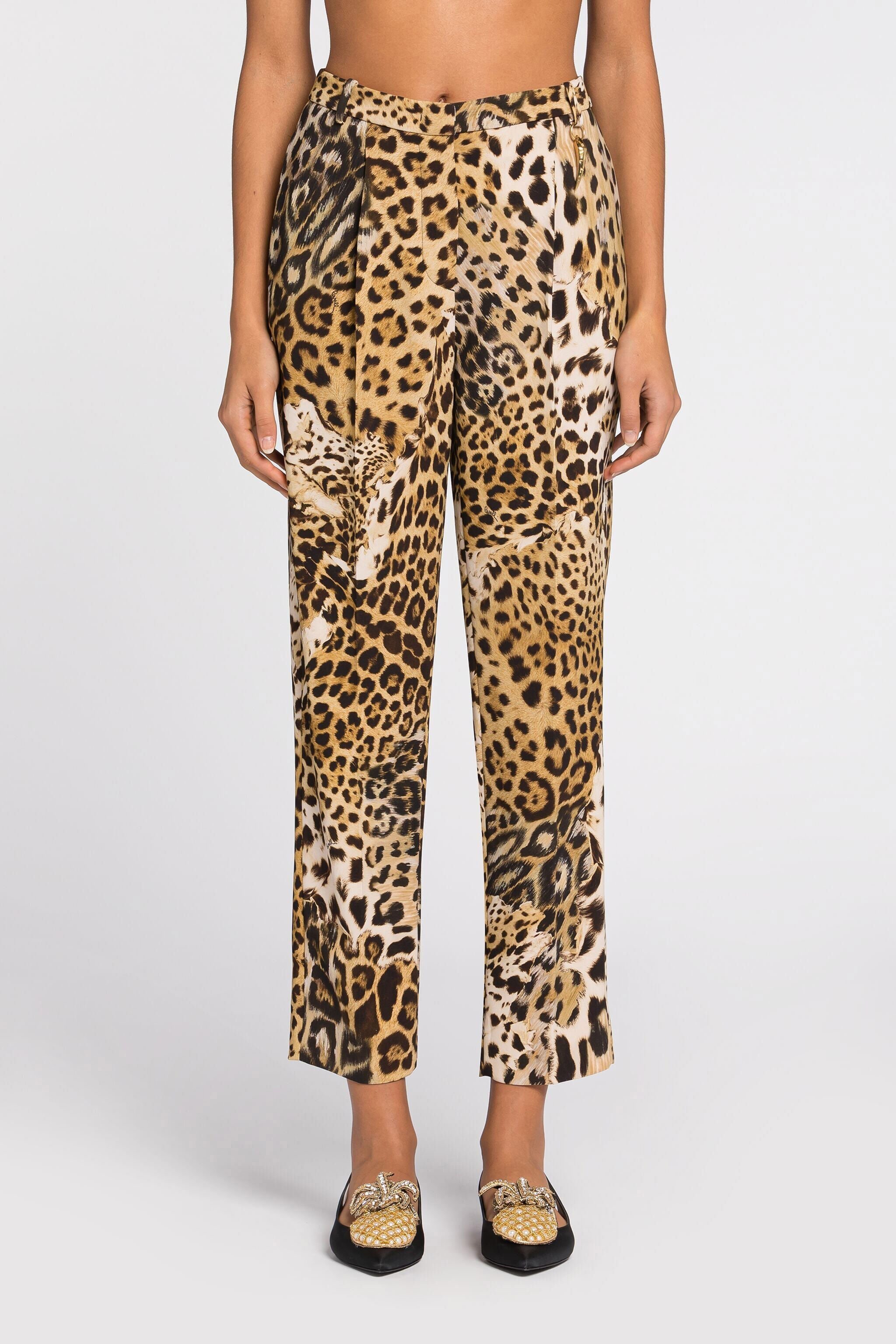 RC Pantaloni a gamba dritta con stampa Jaguar Marrone chiaro QWT206-ORG34