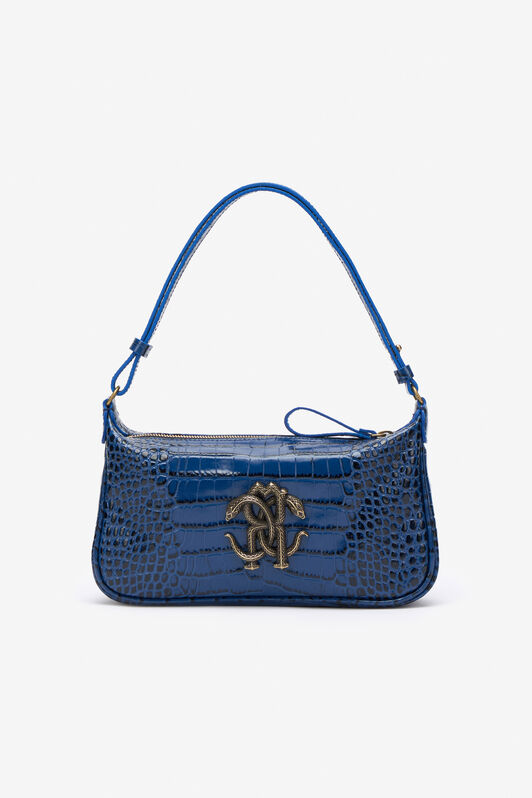 RC Blue Shoulder Bag with Mirror Snake Monogram RC Blue Shoulder Bag with Mirror Snake Monogram BLUETTE QOB00B-PZO32