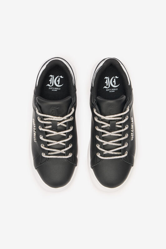 JC Lace-Up Sneakers With Rhinestones Black/White UFS030-UF352