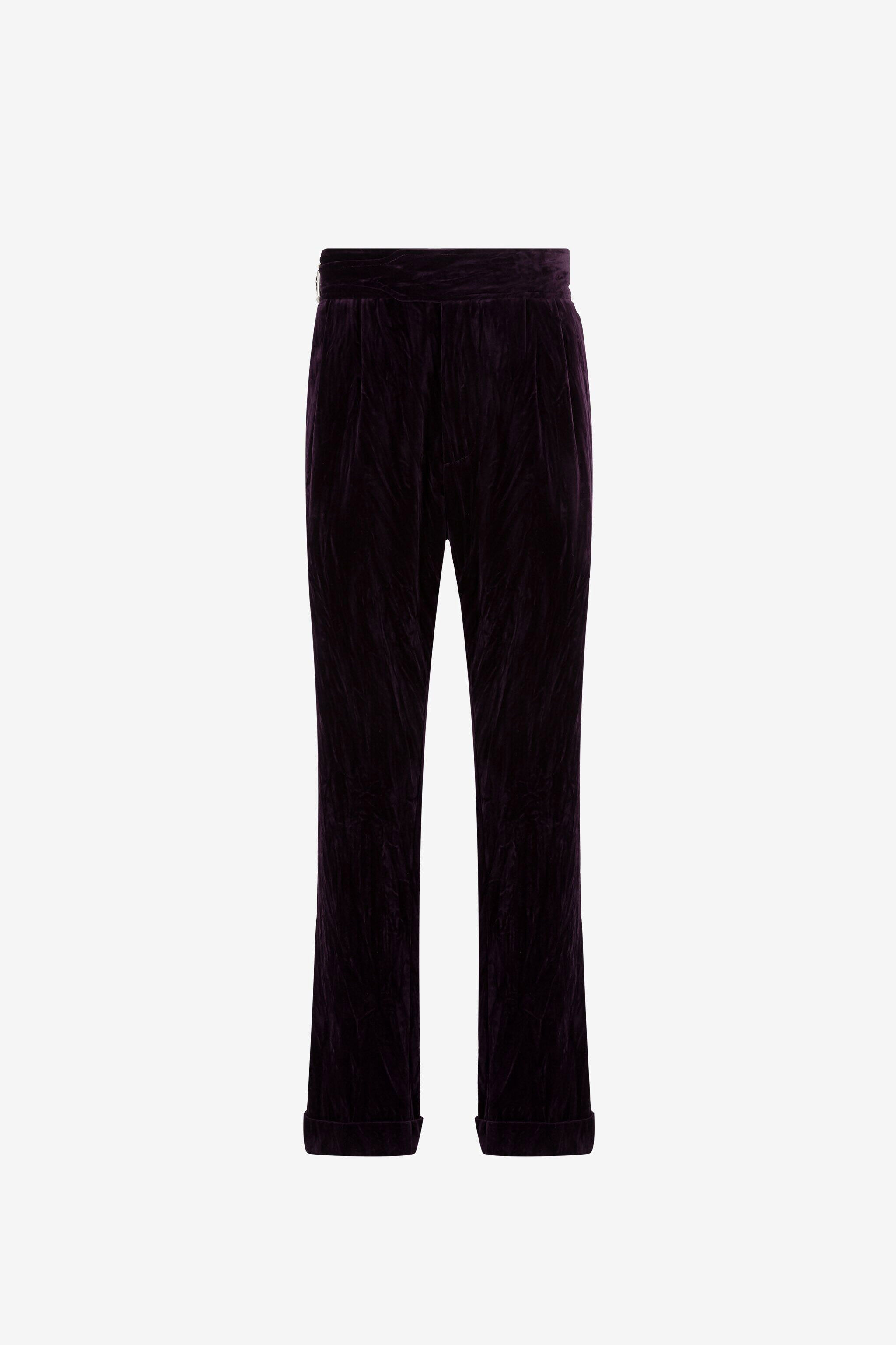 RC Pleated Velvet Trousers Purple PNT204-VL063