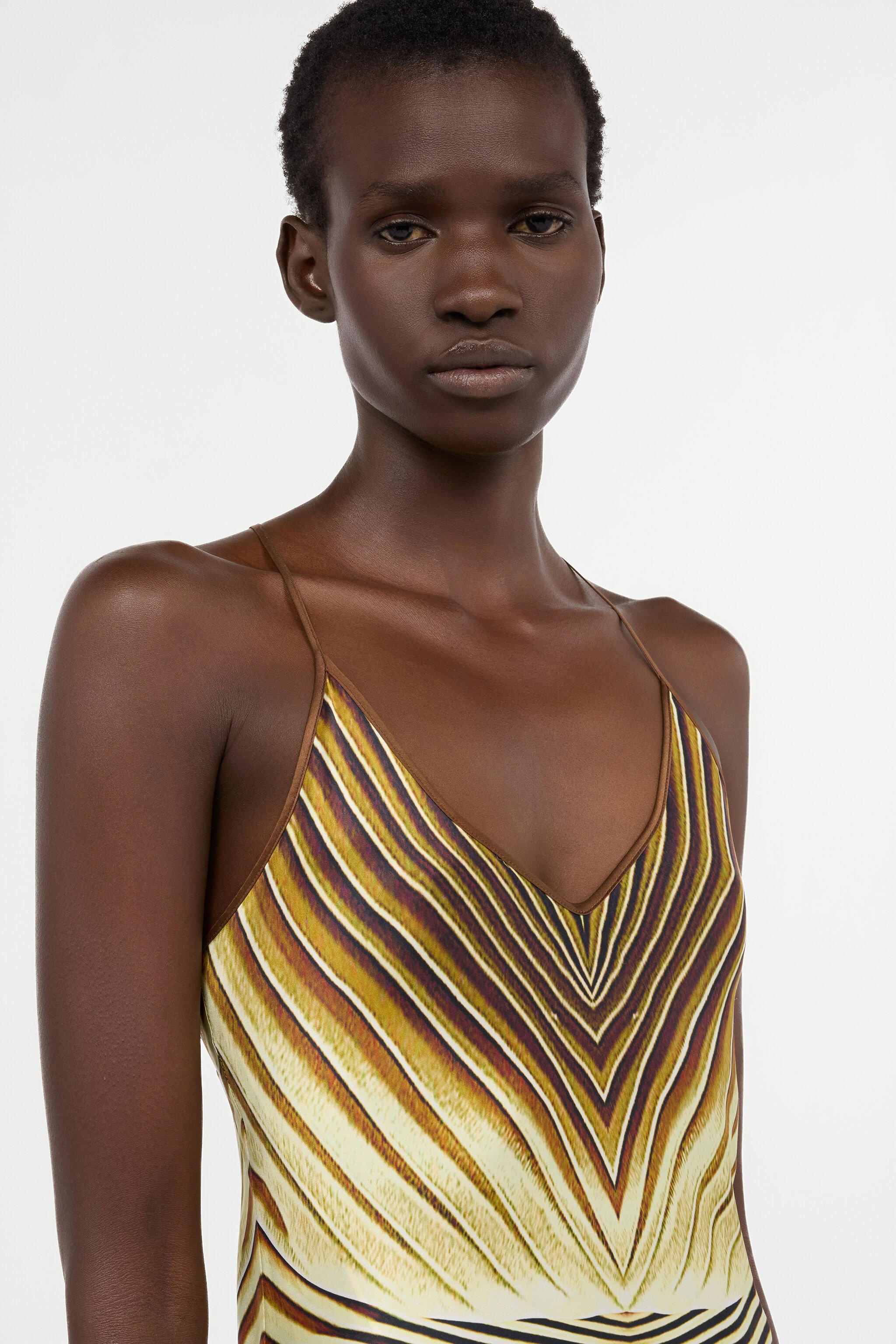 RC Abito Lungo In Seta Con Stampa Ray Of Gold SAHARA WWT134-RYS34