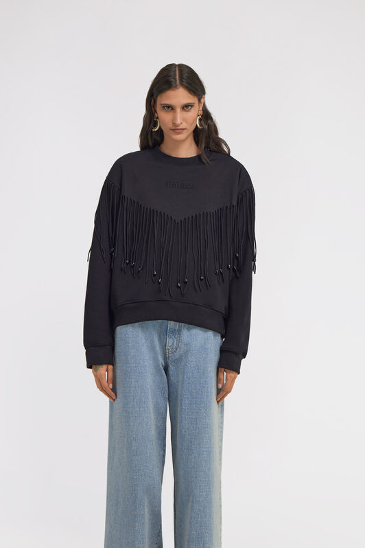 RC Sweatshirt with Fringe NERO 191101 TKT66D-CF020