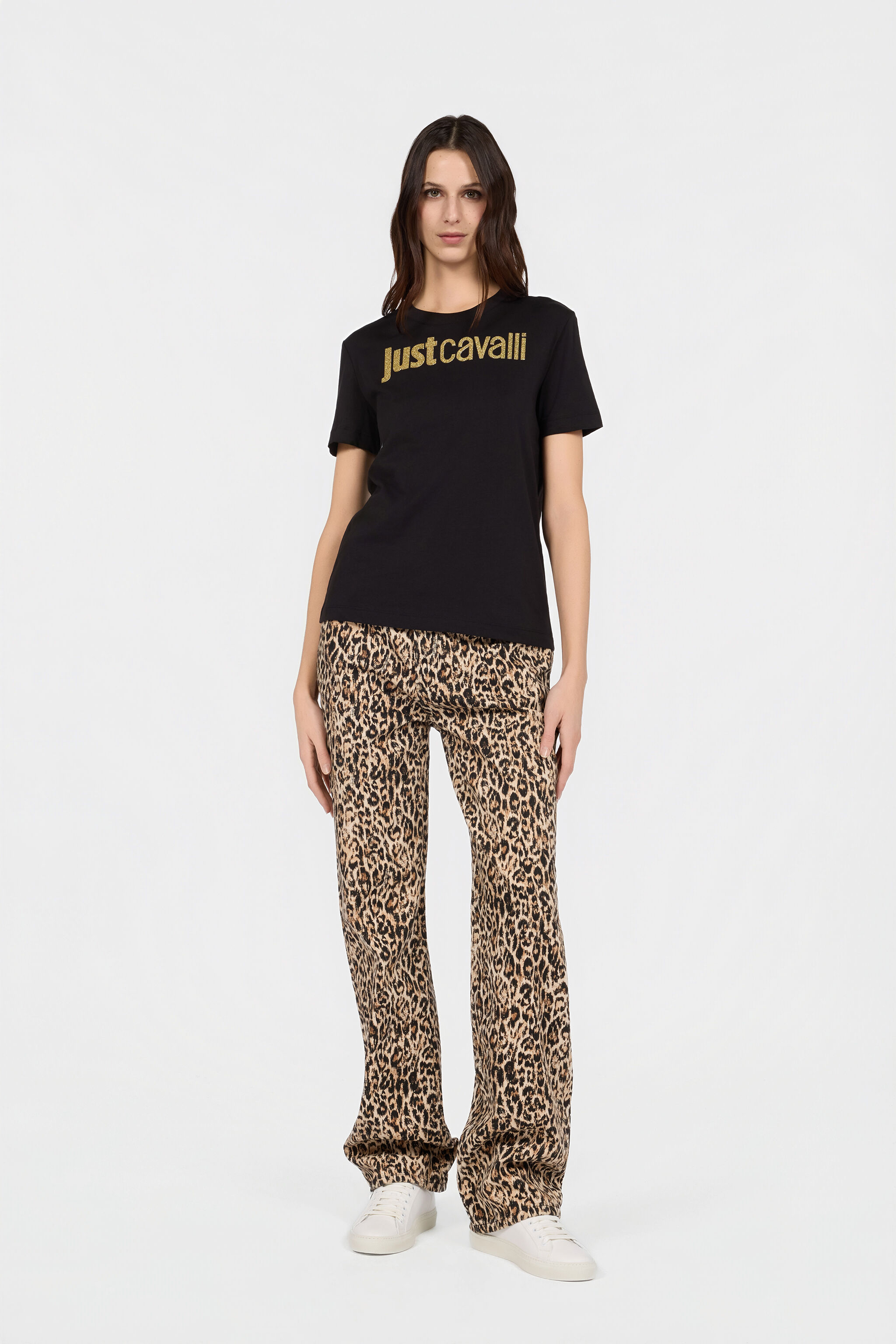JC Schwarzes T-Shirt Mit Logo BLACK/GOLD VFT192-VF315