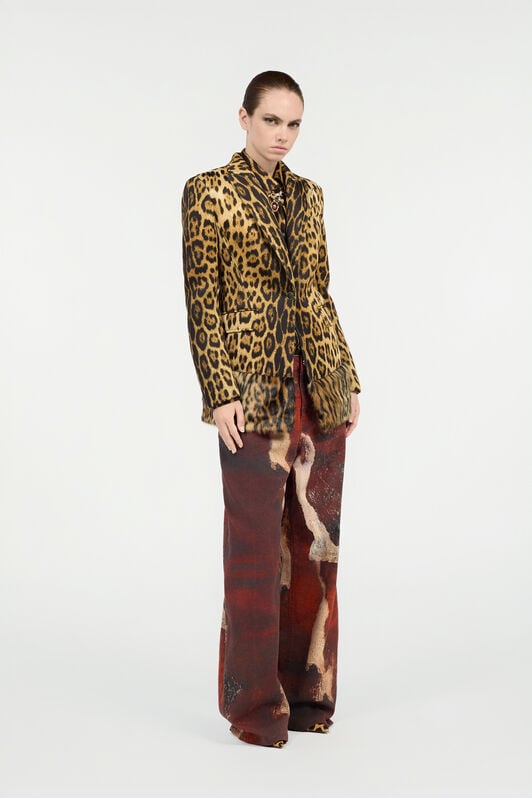 RC Single-Breasted Blazer With Jaguar Skin Print RC Single-Breasted Blazer With Jaguar Skin Print Brown VWT401-SVQ71