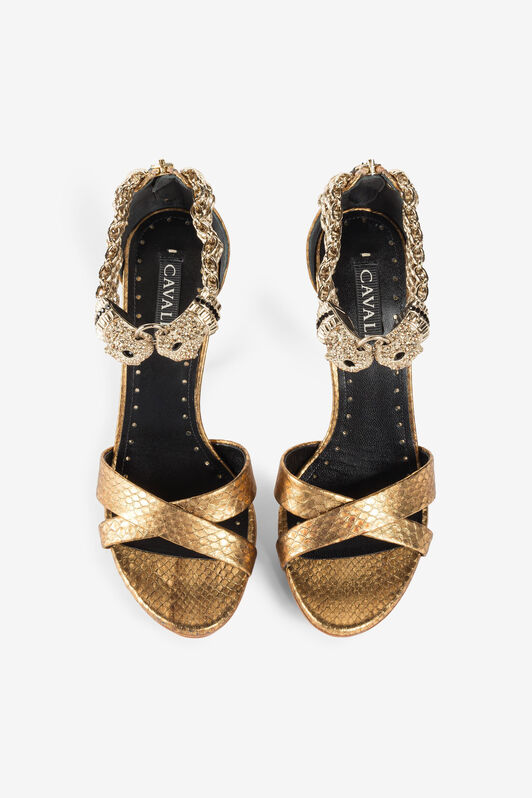 RC Panther-head high-heel sandals Gold OQS032-PA023