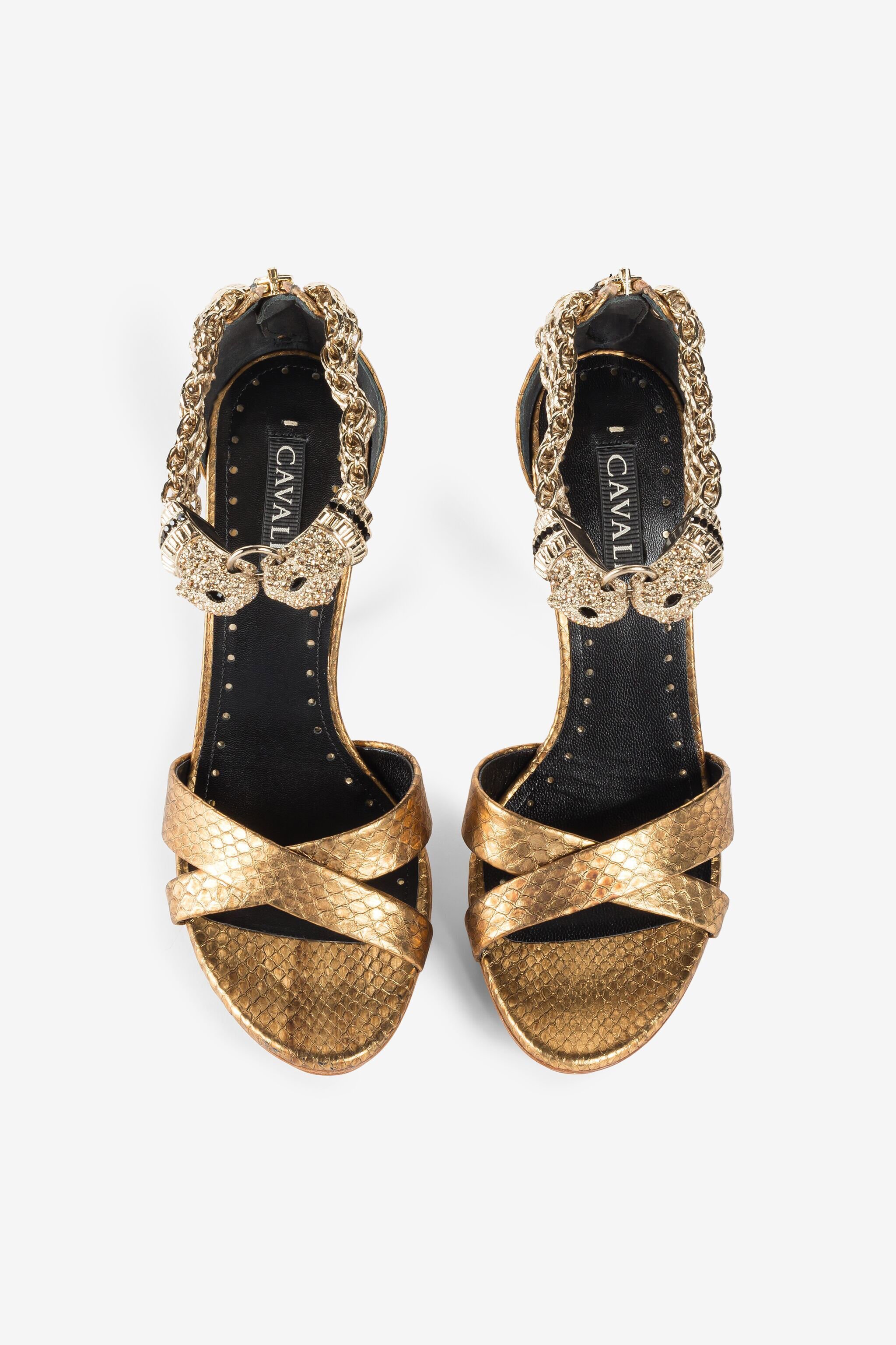 RC Panther-head high-heel sandals Gold OQS032-PA023