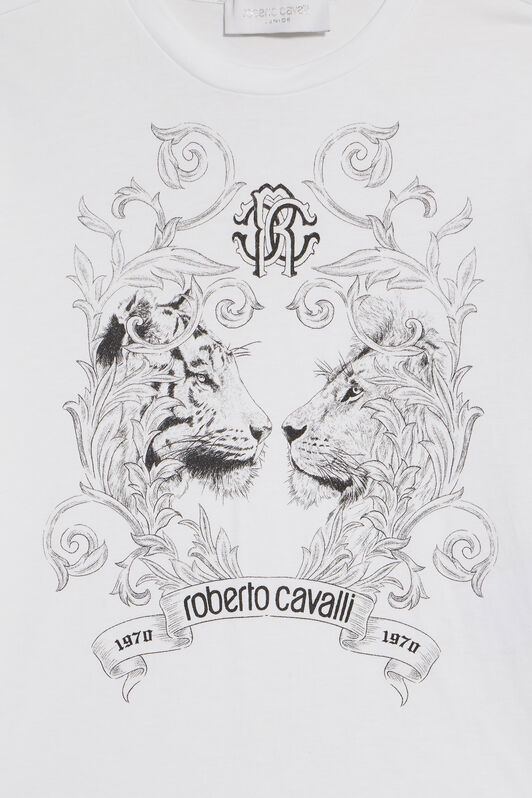 JU Optical White T-Shirt with Feline Print OPTICAL WHITE VJT60N-JD001