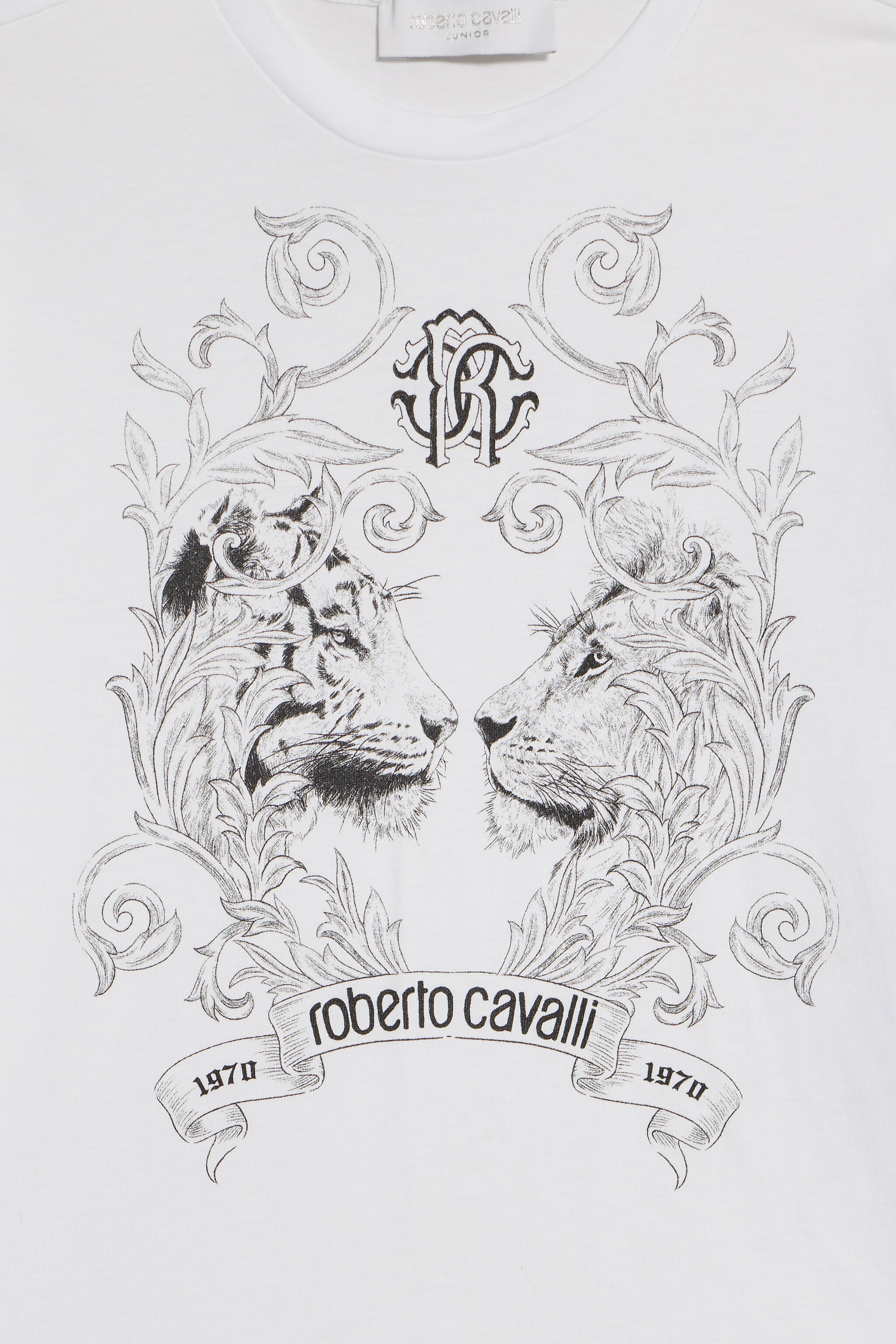 JU Optical White T-Shirt with Feline Print OPTICAL WHITE VJT60N-JD001