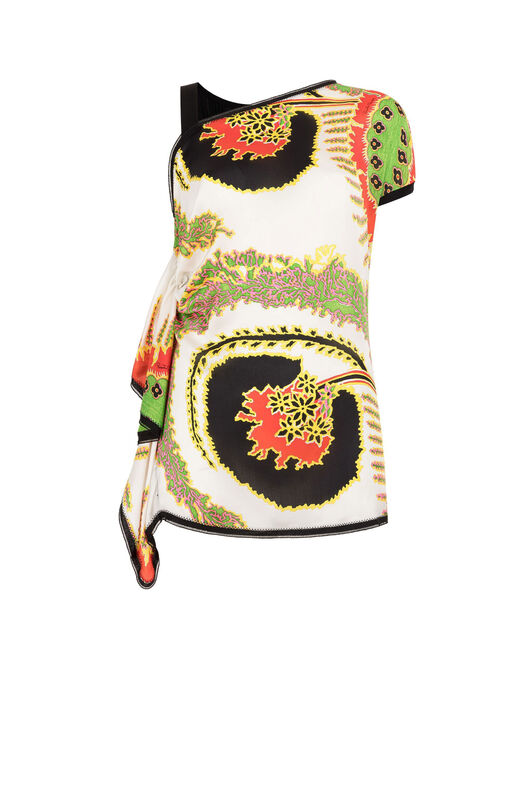 RC Abstract-Print Asymmetric Silk Top RC Abstract-Print Asymmetric Silk Top Ivory 2PM570-MB007