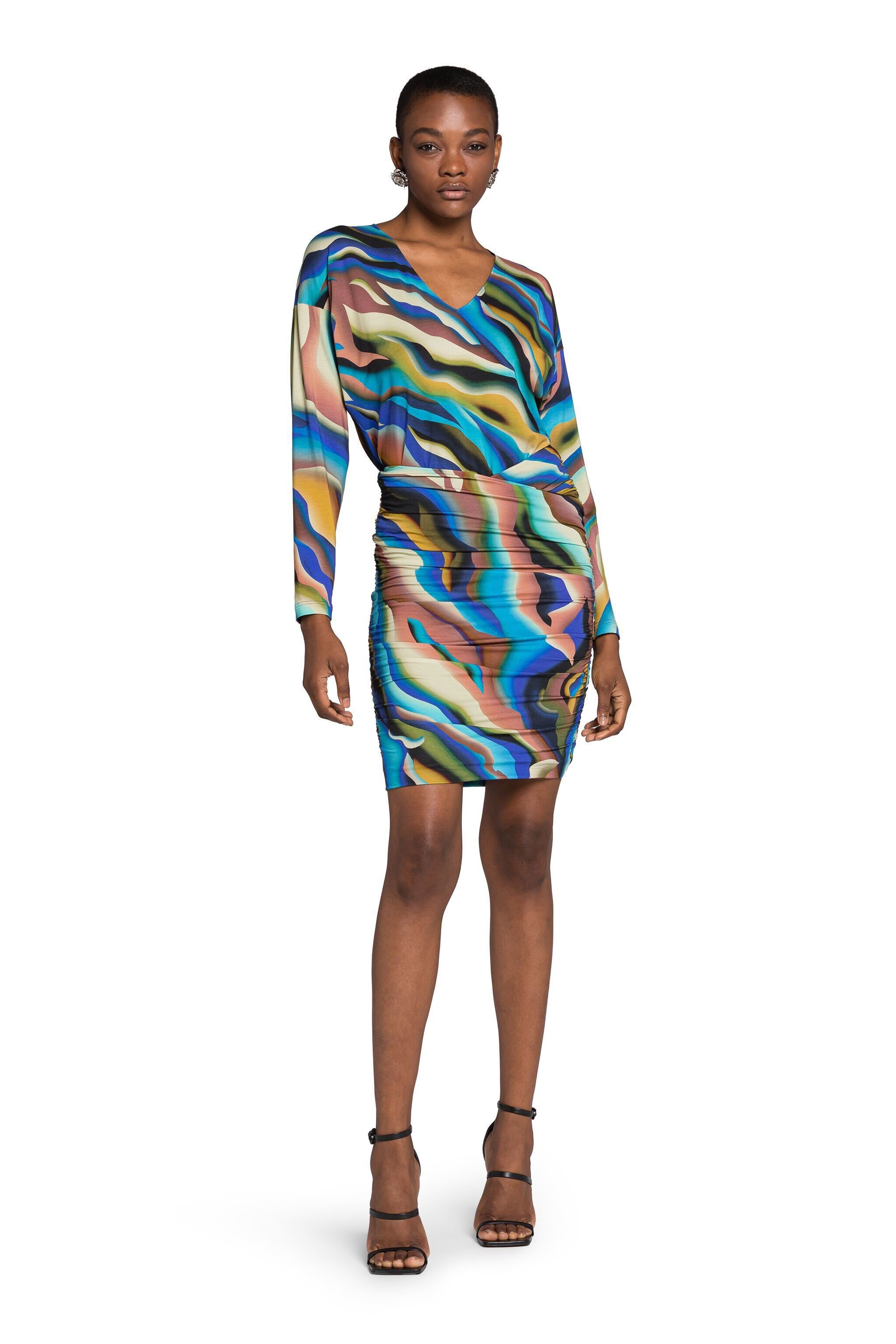 RC Abstract-Print Mini Dress BLUE/PINK JWT109-8FT52