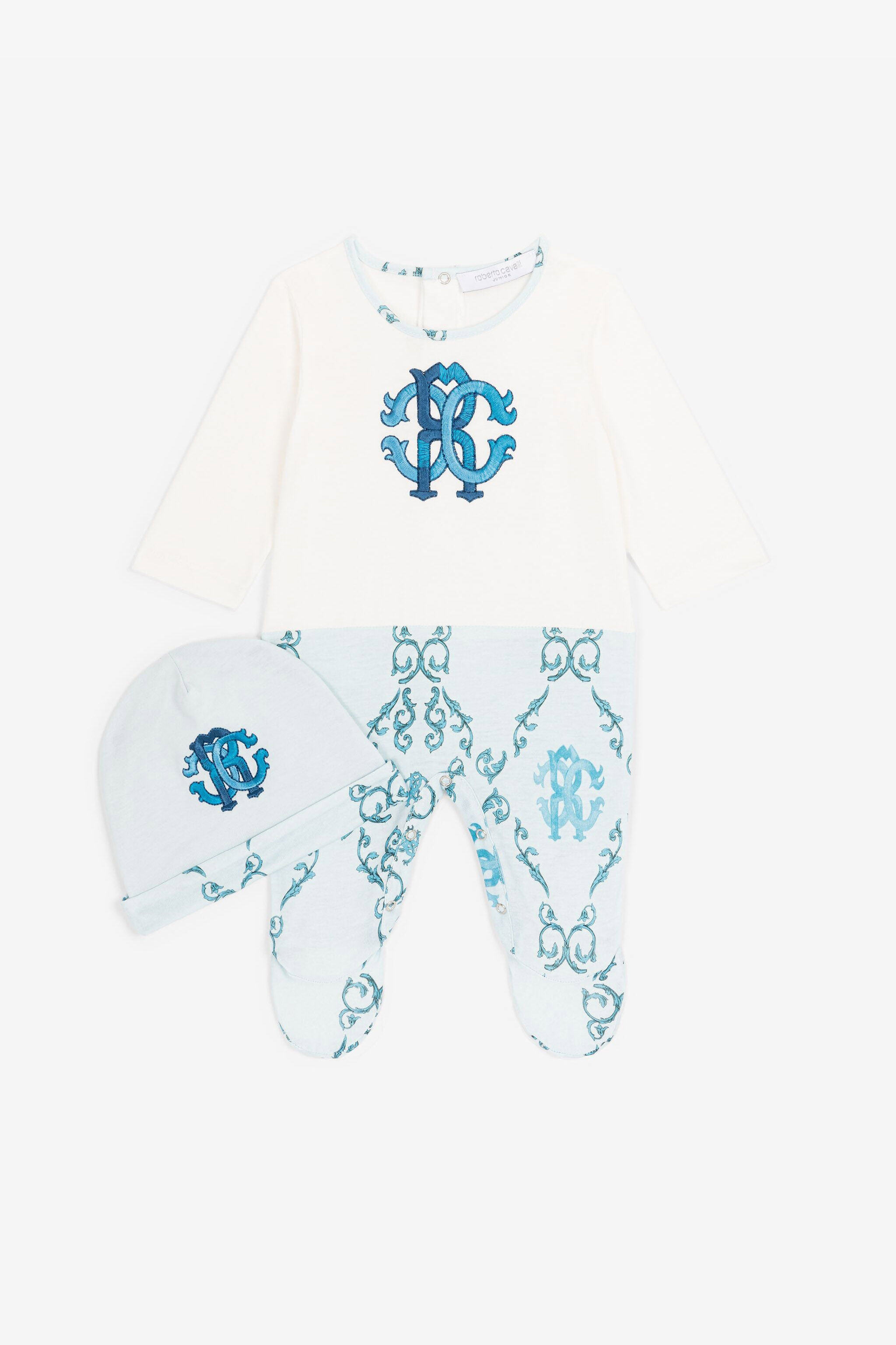 JU RC Monogram-Embroidery Babygrow Set Light blue RJT813-JD001