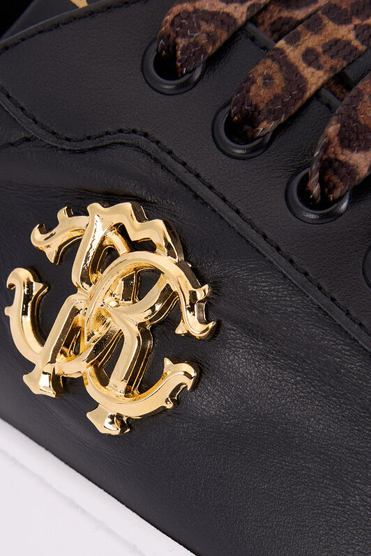RC Black Leather Sneaker With Monogram RC BLACK QOS01J-PZO13