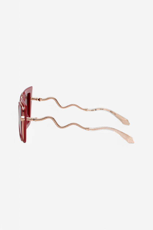 RC Sonnenbrille mit breiter und femininer Vorderseite und doppeltem Ring als Dekor RC Sonnenbrille mit breiter und femininer Vorderseite und doppeltem Ring als Dekor SHINY FULL RED UALD06-ID201