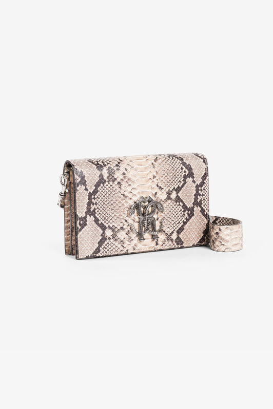 RC Snakeskin-print leather shoulder bag Light Brown RKB006-PZ1ON