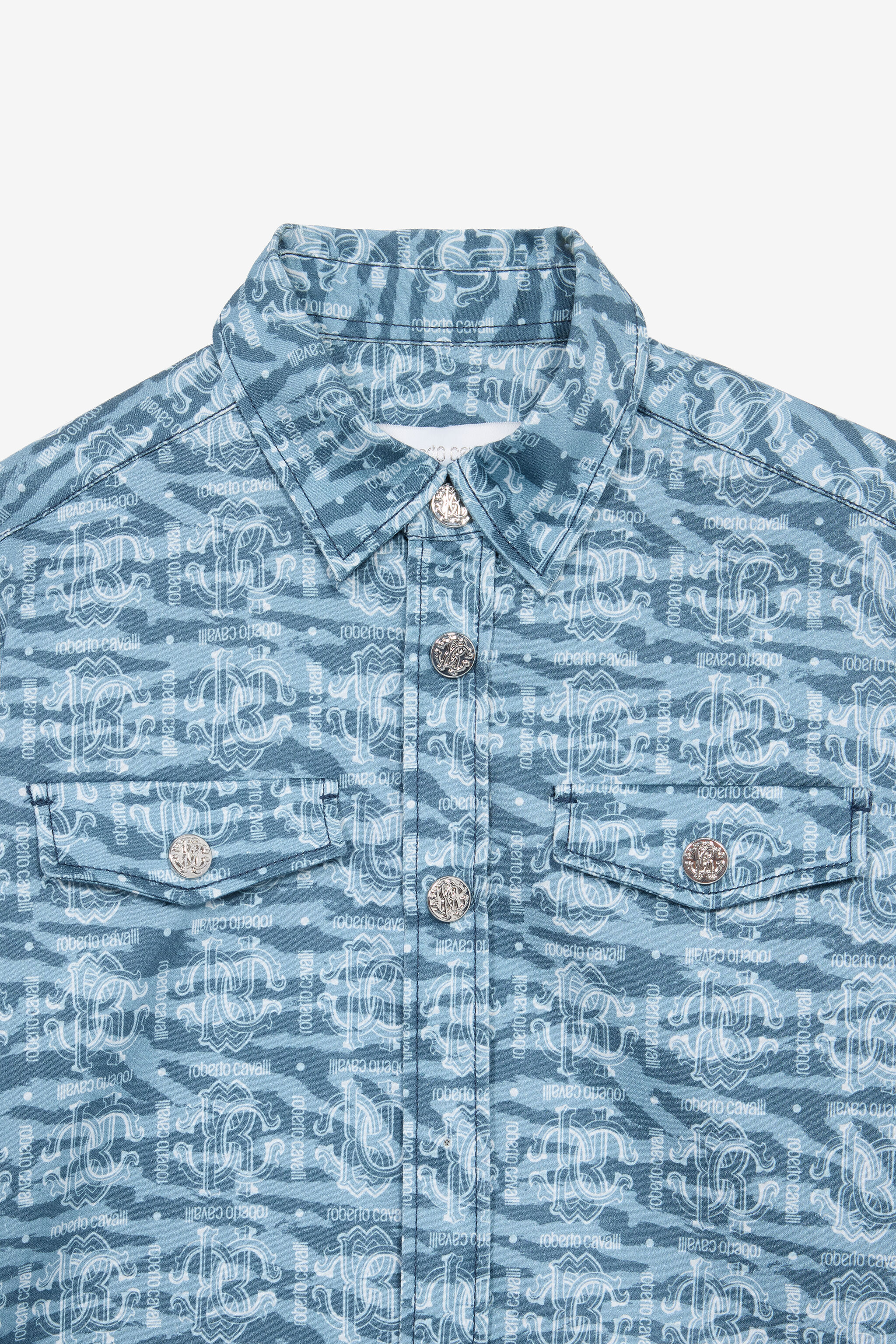 JU Camicia Con Stampa Tiger Skin E Patch Azzurro UJT70E-6SO44